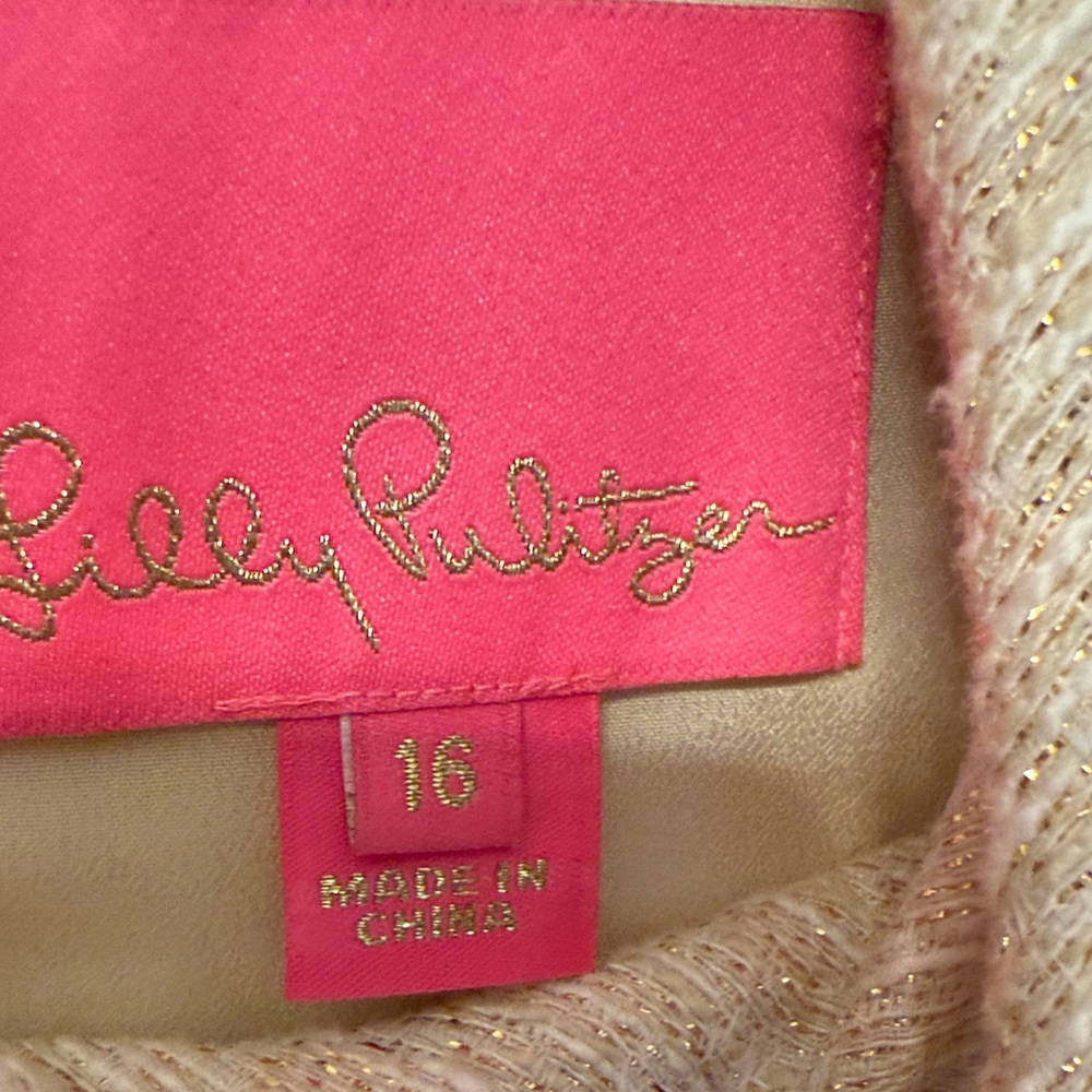 Lilly Pulitzer Portia Tweed Beige Gold Dress - Picture 6 of 6
